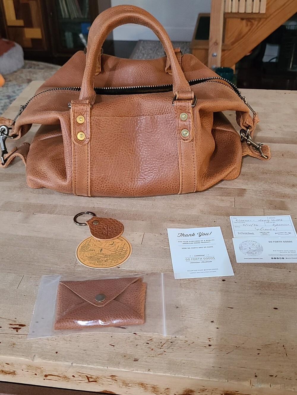 NWT Go Forth Goods Eleanor Satchel Bag In Honey - Picture 16 of 16